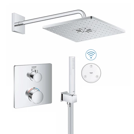 Grohe Grohtherm SmartConnect Square Head & Handset Shower Set 3 Grohe Grohtherm SmartConnect Square Head & Handset Shower Set