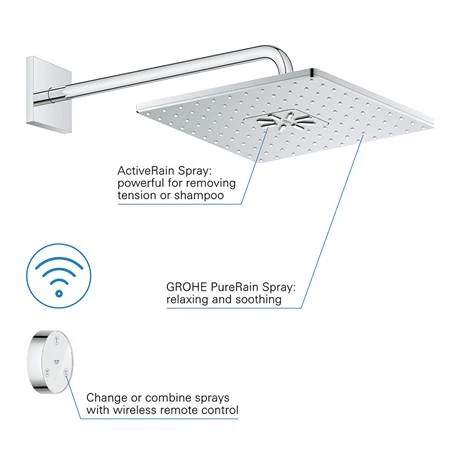 Grohe Grohtherm SmartConnect Square Head & Handset Shower Set 7 Grohe Grohtherm SmartConnect Square Head & Handset Shower Set - Image 5