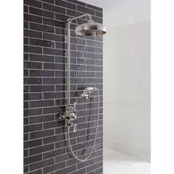 Crosswater - Belgravia Thermostatic Shower Valve with Fixed Head, Handset & Wall Cradle - Nickel 11 Crosswater - Belgravia Thermostatic Shower Valve with Fixed Head, Handset & Wall Cradle - Nickel -Shower Sets Shop HG CRADLEN D3 460