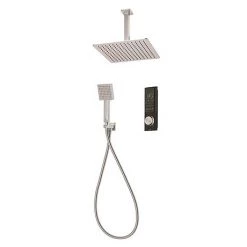 Triton HOME Digital Mixer Shower Pumped All-in-One with Square Fixed Head & Outlet Elbow Handset Holder (Low Pressure Gravity)