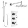 Hudson Reed - Kristal Triple Shower Valve with Cloudburst Fixed Head & Slider Rail Kit 2 Hudson Reed - Kristal Triple Shower Valve with Cloudburst Fixed Head & Slider Rail Kit -Shower Sets Shop HRTVKP P1