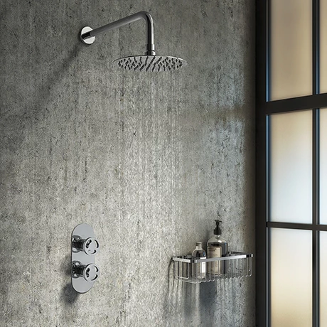 Arezzo Chrome Industrial Style Shower System with Concealed Valve + Head 3 Arezzo Chrome Industrial Style Shower System with Concealed Valve + Head