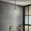 Arezzo Brushed Brass Industrial Style Shower System with Concealed Valve + Ceiling Mounted Head -Shower Sets Shop IS3BBPK n p