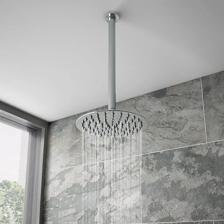 Arezzo Chrome Industrial Style Shower System with Dual Concealed Valve + Ceiling Mounted Head 6 Arezzo Chrome Industrial Style Shower System with Dual Concealed Valve + Ceiling Mounted Head - Image 4