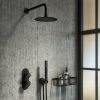 Arezzo Matt Black Industrial Style Shower System with Concealed Valve, Head + Handset -Shower Sets Shop IS4MBPK n p
