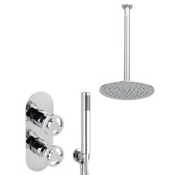 Arezzo Chrome Industrial Style Shower System with Concealed Valve, Handset + Ceiling Mounted Head 13 Arezzo Chrome Industrial Style Shower System with Concealed Valve, Handset + Ceiling Mounted Head -Shower Sets Shop IS5CHPK d6 460