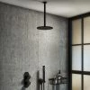 Arezzo Matt Black Industrial Style Shower System with Valve, Handset + Ceiling Mounted Head -Shower Sets Shop IS5MBPK n p