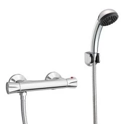 Naples Contemporary Thermostatic Shower Bar Valve + Shower Kit