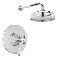 Lancaster Traditional Dual Concealed Thermostatic Shower Valve + Wall Mounted 8" Rose