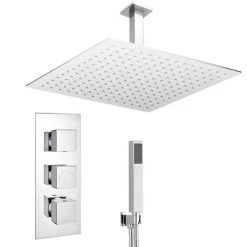 Milan Shower Package (inc. 400x400mm Square Rainfall Shower Head + Wall Mounted Handset)