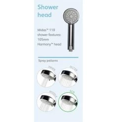 Aqualisa Midas 110 Bath Shower Mixer with Adjustable Head - MD110BSM -Shower Sets Shop MD110BSM D3N 460