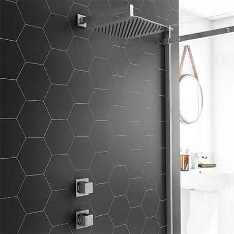 Milan Square Concealed Individual Stop Tap + Thermostatic Control Valve with 300mm Shower Head 3 Milan Square Concealed Individual Stop Tap + Thermostatic Control Valve with 300mm Shower Head