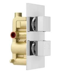 Milan Twin Concealed Shower Valve inc. Ultra Thin 300 x 300mm Head + Vertical Arm -Shower Sets Shop MILPK001 n d5 460