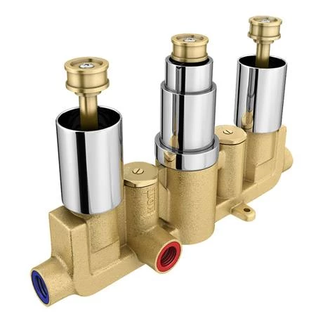 Milan Square Concealed Triple Shower Valve with Fixed Head & 4 Body Jets - Chrome 5 Milan Square Concealed Triple Shower Valve with Fixed Head & 4 Body Jets - Chrome - Image 3