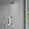 Milan Square Concealed Triple Shower Valve with Fixed Head & 4 Body Jets - Chrome -Shower Sets Shop MSQSVBJ p