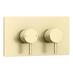 Arezzo Brushed Brass Round Shower Package with Concealed Valve + Ceiling Mounted Head -Shower Sets Shop RD2BBPKCM detail4 460