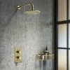 Arezzo Brushed Brass Round Shower Package with Concealed Valve + Head 1 Arezzo Brushed Brass Round Shower Package with Concealed Valve + Head -Shower Sets Shop RD2BBPK n p
