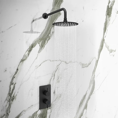 Arezzo Matt Black Round Shower Package with Concealed Valve + Head 3 Arezzo Matt Black Round Shower Package with Concealed Valve + Head