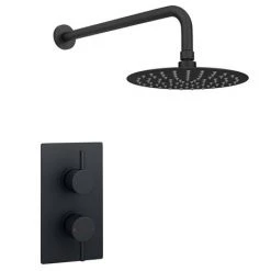Arezzo Matt Black Round Shower Package with Concealed Valve + Head 11 Arezzo Matt Black Round Shower Package with Concealed Valve + Head -Shower Sets Shop RD2BLKPK n d1 460