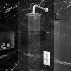 Arezzo Matt White Round Shower Package with Concealed Valve + Head -Shower Sets Shop RD2MWPK d5 460