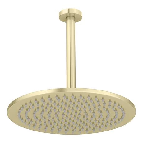 Arezzo Brushed Brass Twin Concealed Shower Valve inc. 300mm Head + 200mm Ceiling Mounted Arm 5 Arezzo Brushed Brass Twin Concealed Shower Valve inc. 300mm Head + 200mm Ceiling Mounted Arm - Image 3