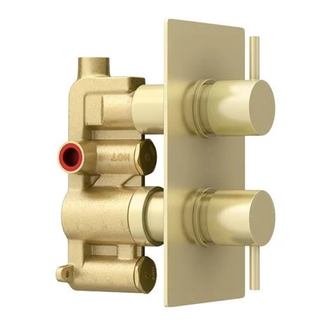 Arezzo Brushed Brass Twin Concealed Shower Valve inc. 300mm Head + 200mm Ceiling Mounted Arm 8 Arezzo Brushed Brass Twin Concealed Shower Valve inc. 300mm Head + 200mm Ceiling Mounted Arm - Image 6