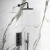 Arezzo Matt Black Round Triple Thermostatic Shower Pack with Head + Handset 2 Arezzo Matt Black Round Triple Thermostatic Shower Pack with Head + Handset -Shower Sets Shop RD3BLKPK np1