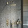 Arezzo Brushed Brass Round Thermostatic Shower Pack with Head + Handset (Oval Backplate) -Shower Sets Shop RD4BBPKR p