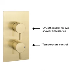 Arezzo Brushed Brass Round Thermostatic Shower Pack with Head + Handset 13 Arezzo Brushed Brass Round Thermostatic Shower Pack with Head + Handset -Shower Sets Shop RD4BBPK nw d3 460