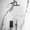 Arezzo Matt Black Round Thermostatic Shower Pack with Head + Handset -Shower Sets Shop RD4BLKPK nw p