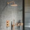 Arezzo Brushed Bronze Round Thermostatic Shower Pack with Head + Handset -Shower Sets Shop RD4BZPK p