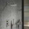 Arezzo Gunmetal Grey Round Thermostatic Shower Pack with Head + Handset -Shower Sets Shop RD4GMPK p