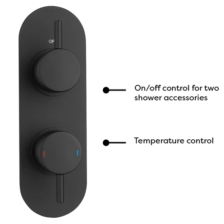 Arezzo Matt Black Round Thermostatic Shower Pack with Head + Handset (Oval Backplate) 4 Arezzo Matt Black Round Thermostatic Shower Pack with Head + Handset (Oval Backplate) - Image 2
