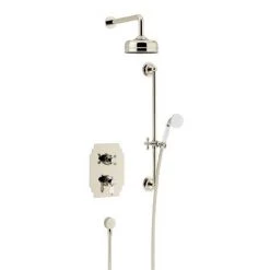 Heritage Glastonbury Recessed Shower with Premium Fixed Head & Flexible Riser Kit - Vintage Gold - SGDUAL04