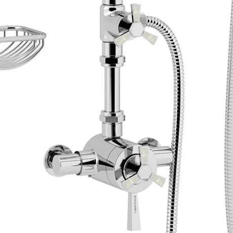 Heritage Gracechurch Mother of Pearl Exposed Shower with Deluxe Fixed Riser Kit & Diverter to Handset - SGRDMOPDUAL01 7 Heritage Gracechurch Mother of Pearl Exposed Shower with Deluxe Fixed Riser Kit & Diverter to Handset - SGRDMOPDUAL01 - Image 5