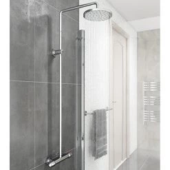 Drum Modern Round Thermostatic Shower Kit - Chrome