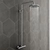 Modern Round Thermostatic Bar Shower Valve & Riser Kit - Chrome -Shower Sets Shop SK003 p