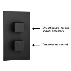 Arezzo Matt Black Square Shower Package with Concealed Valve + Head -Shower Sets Shop SQ2BLKPK detail1 460