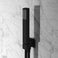 Arezzo Matt Black Square Triple Thermostatic Shower Pack with Head + Handset -Shower Sets Shop SQ3BLKPK nd3 460