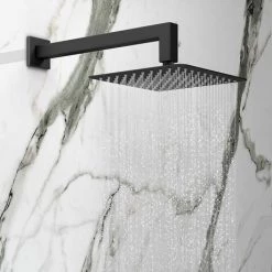 Arezzo Matt Black Square Shower Package (inc. Valve, 200 x 200 Square Head and 90-Degree Bend Arm) -Shower Sets Shop SQ4BLKPK n detail1 460