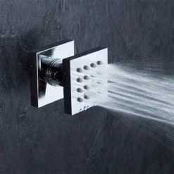 Milan Square Triple Valve with Diverter, Fixed Water Blade Shower Head + 6 Body Jets -Shower Sets Shop SQSJ D1 460 1