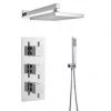 Ultra Series L Triple Thermostatic Valve with Square Shower Head + Handset 1 Ultra Series L Triple Thermostatic Valve with Square Shower Head + Handset -Shower Sets Shop Series L Triple Thermostatic Valve with Square Shower Head and Handset p