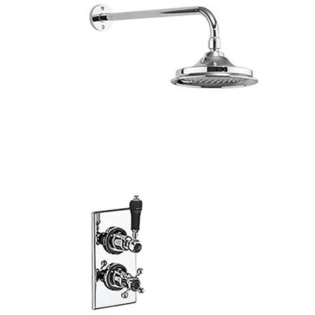 Burlington Trent Black Thermostatic Concealed Single Outlet Shower Valve with 6" Fixed Head 3 Burlington Trent Black Thermostatic Concealed Single Outlet Shower Valve with 6" Fixed Head