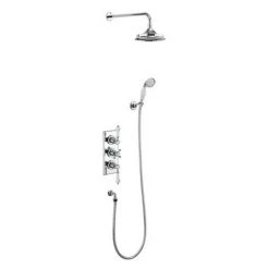 Burlington Trent Thermostatic Concealed Two Outlet Shower Valve, Hose & Handset with Fixed Head