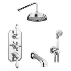 Trafalgar Traditional Shower Package with Fixed Head, Handset + Bath Spout 10 Trafalgar Traditional Shower Package with Fixed Head, Handset + Bath Spout -Shower Sets Shop TRADPK02 d2 460