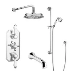 Trafalgar Traditional Shower Package with Fixed Head, Slide Rail Kit + Bath Spout 12 Trafalgar Traditional Shower Package with Fixed Head, Slide Rail Kit + Bath Spout -Shower Sets Shop TRADPK04 n d2 460