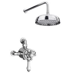 Trafalgar Dual Exposed Thermostatic Shower Pack (inc. Valve, Elbow + Fixed Shower Head)