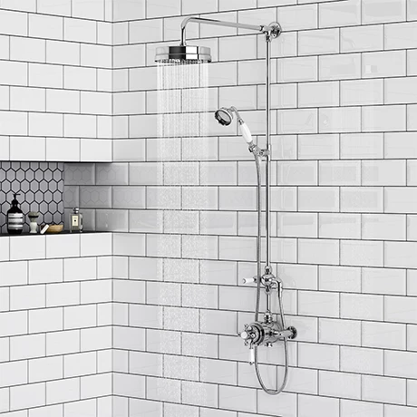 Trafalgar Traditional Luxury Rigid Riser Kit with Diverter + Dual Exposed Shower Valve 3 Trafalgar Traditional Luxury Rigid Riser Kit with Diverter + Dual Exposed Shower Valve