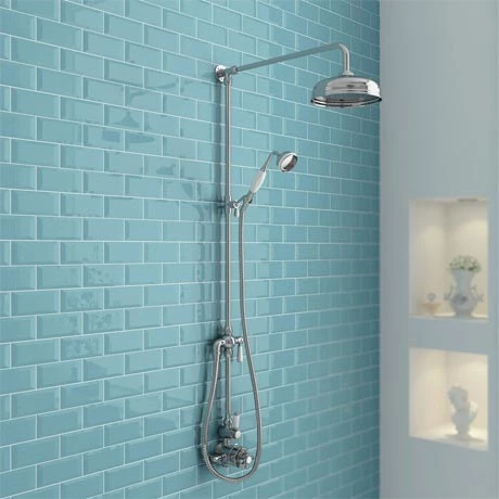 Traditional Twin Exposed Shower Package with Valve + Victorian Grand Rigid Riser Kit 3 Traditional Twin Exposed Shower Package with Valve + Victorian Grand Rigid Riser Kit