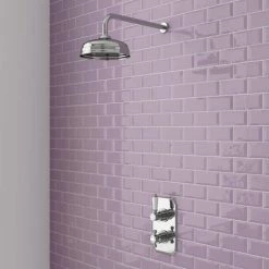 Trafalgar Traditional Twin Concealed Thermostatic Shower Valve inc. 8" Apron Fixed Head
